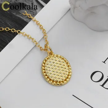 

Coolkala s925 sterling silver simple necklace three-dimensional Oval choker jewelry