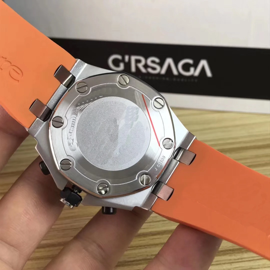 Luxury Brand New Men Watches Chronograph Sapphire Stainless Steel Orange Black Blue Rubber Silver Luminous Stopwatch AAA
