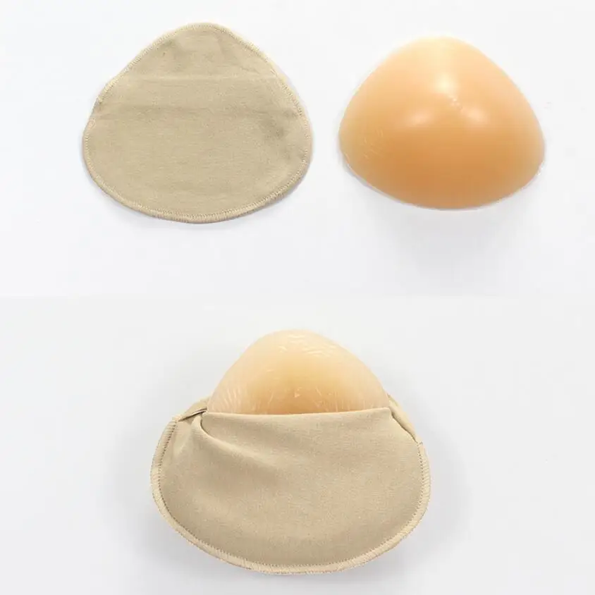 Women Silicone Breast Forms Protective Cover Cotton Protect Pocket XL for Mastectomy Prosthesis Artificial Triangle Fake Boobs