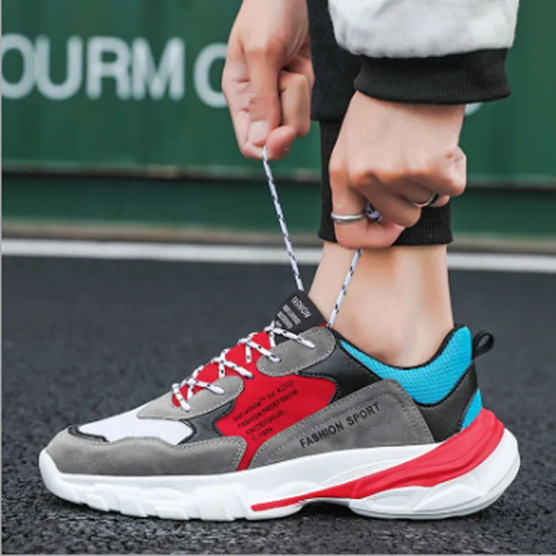 

2020 spring and autumn new Korean men's casual sports shoes breathable wear running shoes creative mesh old shoes tide