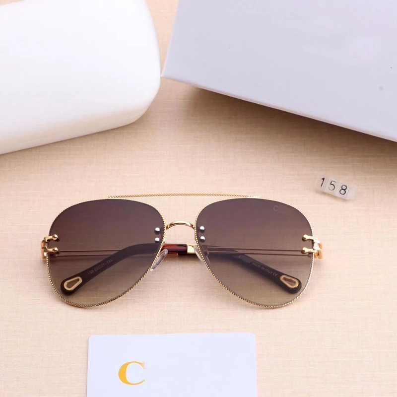 New Sunglasses Women Brand Designer SunGlasses Gradient Shades clear Lens Ladies Metal lace frame Eyeglasses UV400 6 colors