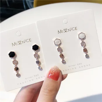 

MWsonya New Korean Trend Geometric Polygonal Rhinestone Pendant Earrings Elegant for Women Temperament Earring Oorbellen Jewelry