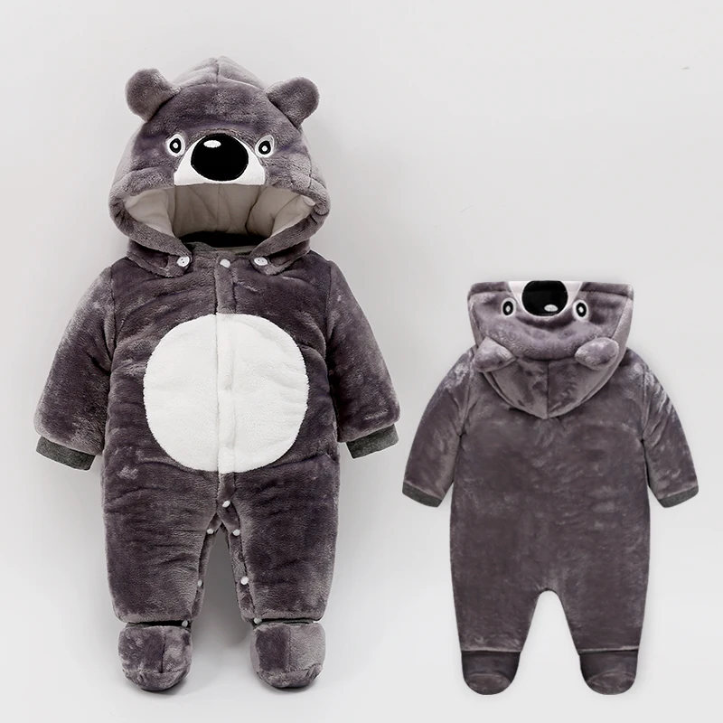 

newborn baby boy winter clothes Koala infant jumpsuit toddler new born baby girl warm romper tiny cottons cute romper fleece long sleeve unisex hooded costume Carters pajama
