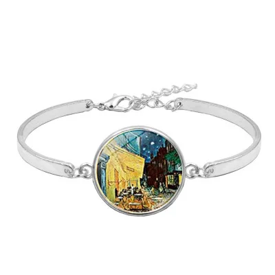 Glass Bracelet 10 Ван Гог искусство масло серебряный металлический браслет для мужчин женщин мода стекло кабошон купол выпуклые Звездная ночь ювелирные изделия Подсолнух модный подарок - Окраска металла: Glass Bracelet 10