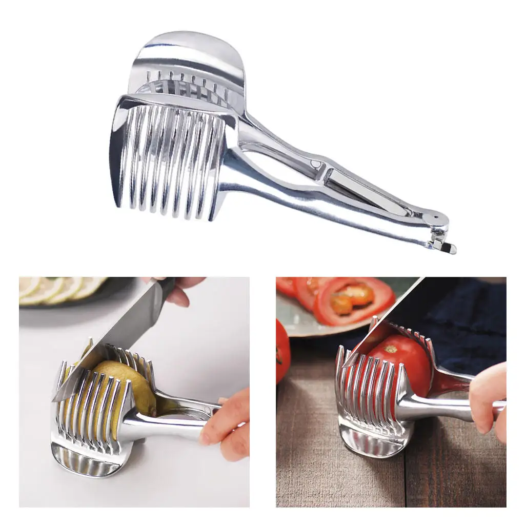 Tomato Slicer Lemon Cutter Holder Aluminum Alloy Handheld Cutting Aid
