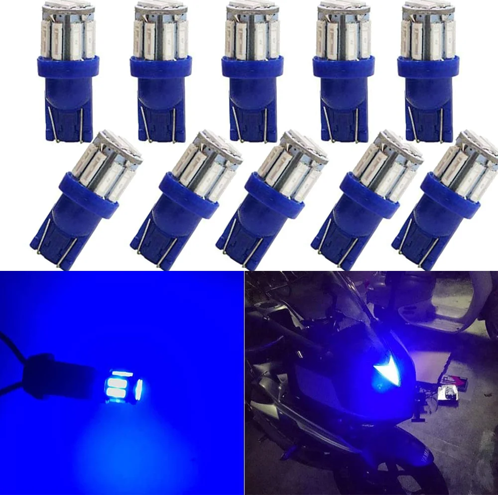10 шт./упаковка синие светодиодные лампы 194 T10 168 2825 W5W 175 158 SMD 12 В | Автомобили и