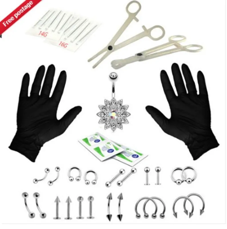 

Puncture Set Hot Sales 20 Pieces Human Body Piercing Jewelry Suit Tool