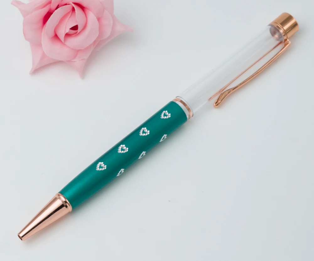 7 Deepgreen DIY Сердце шаблон свадебный подарок DIY ручка Мода DIY пустая ручка медная пустая трубка шариковая ручка - Цвет: 7 Deepgreen