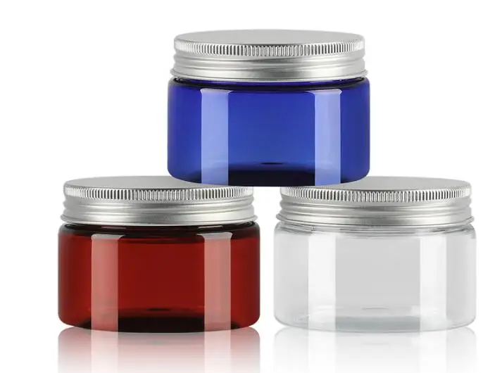 20pcs/lot 100g 150g PET Empty Cosmetic Containers Cases with Aluminium Lid Cream Lotion Box Ointments Bottle Food Bottle Makeup