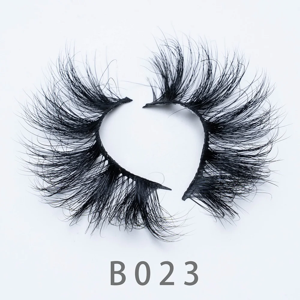 

25mm B23 5D Handmade Real Mink Strip Lashes Natural Silk Eyelashes Dramatic Volume Fake Makeup Eyelash Extension