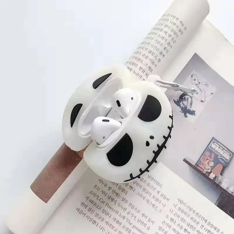 Креативный светящийся Силиконовый Брелок Jack Skellington для Apple Airpods 1 2 беспроводные Bluetooth чехлы для наушников декоративные