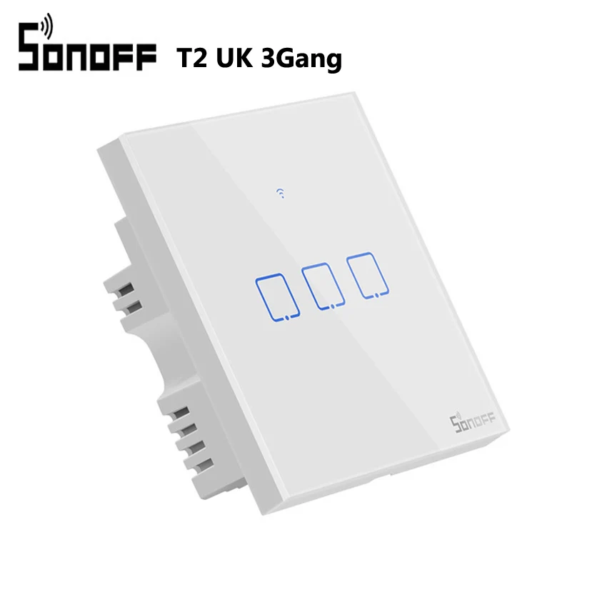 T2 UK 3 Gang Sonoff T2 EU UK US Wifi настенный светильник сенсорный выключатель 1 2 3 банда умный дом беспроводной 433 RF/APP умный переключатель Рабочий W Alexa Google Home - Комплект: T2 UK 3 Gang