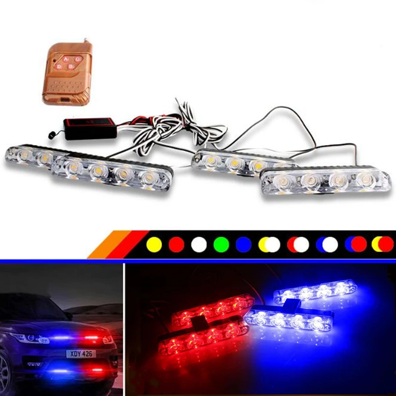 Аварийный для автомобиля грузовика свет 1 комплект DC 12V 4X4 Led проблесковая лампа Предупреждение автомобиль-Стайлинг скорой помощи полиции