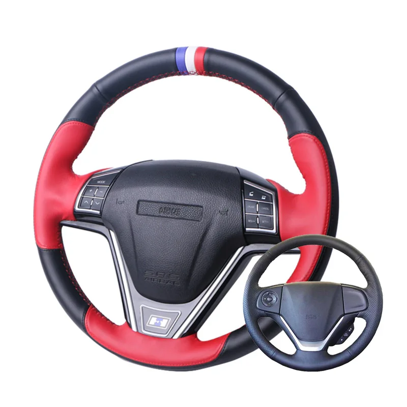 DIY ручной сшитый черный кожаный чехол рулевого колеса автомобиля для Honda CRV CR-V 2012