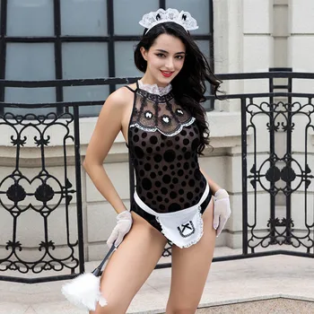 JSY Sexy Cosplay Lingerie Set Maid Uniform Bodysuit Underwear Lace Erotic Catsuit Lingerie Porno Costumes Sexy Role Play Outfits 2