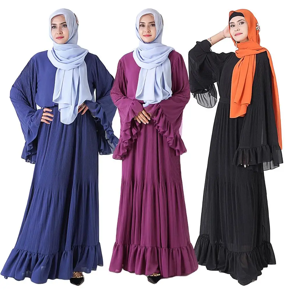 French Jilbab Women Loose Maxi Dress Long Sleeve Islamic Dress Muslim High Quali