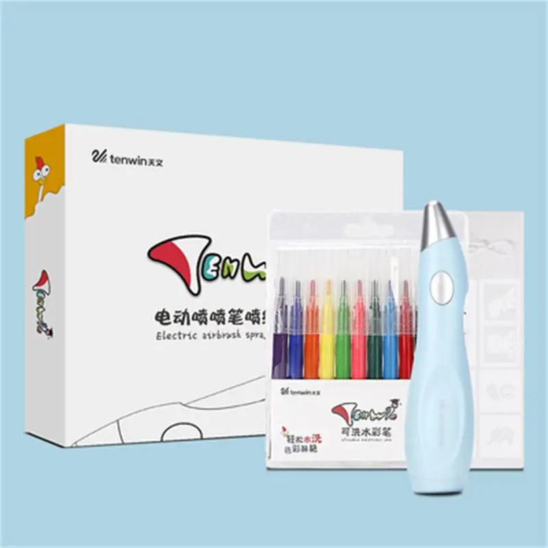 8084-Blue-set Tenwin Многофункциональный ученик начальной школы ручная копия Шаблон Рисунок полый кружевной линейка детская художественная доска артефакт - Цвет: 8084-Blue-set