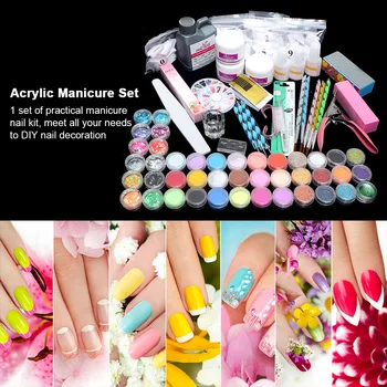 

Acrylic Manicure Set Acrylic Glitter Powder for Nail Art Kit Crystal Rhinestone Brush Decoration Tools Kit Manicure Nail Tools
