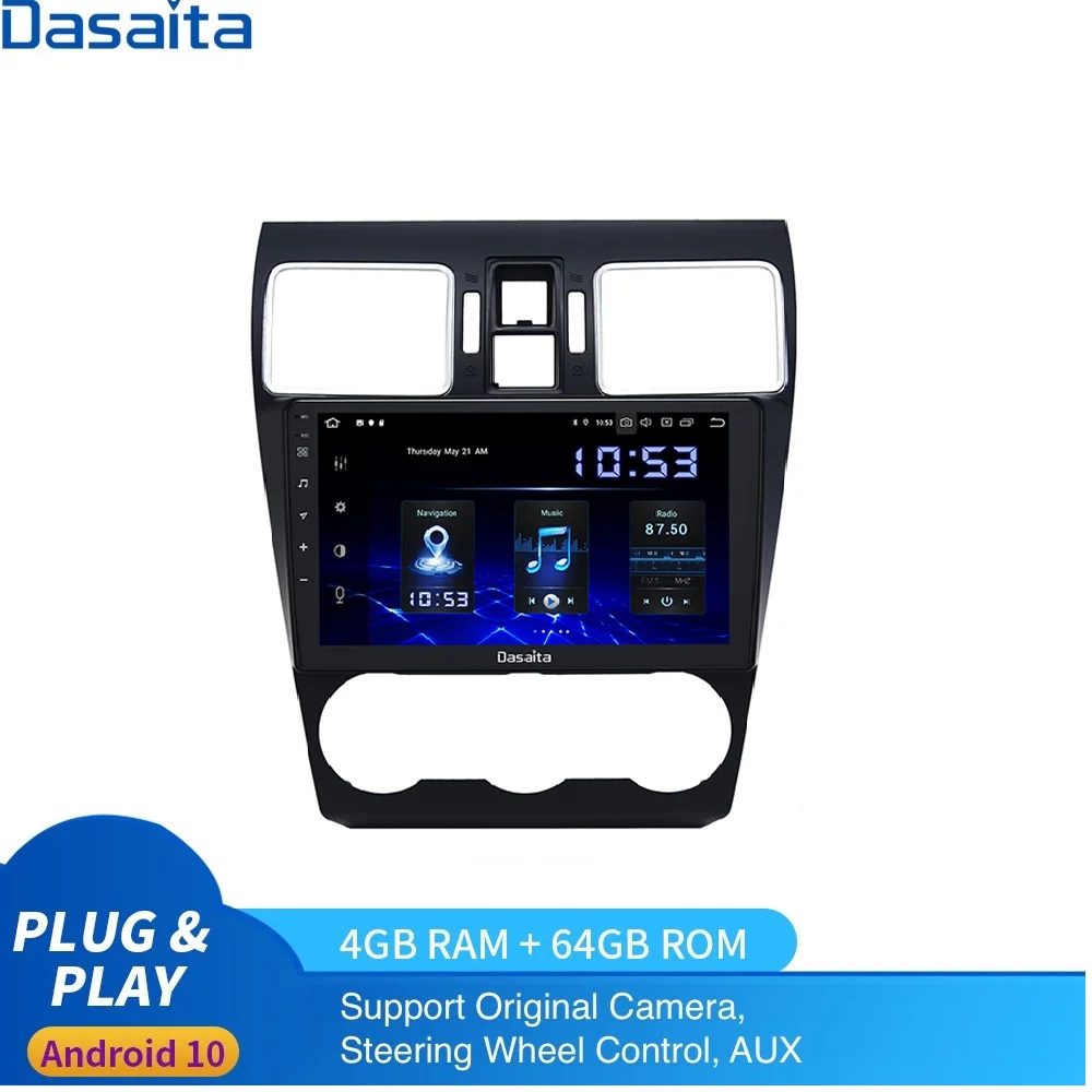Dasaita Android 10 автомобиль радио для Subaru Forester / WRX мультимедиа 2016 - 2019 стерео 2Din DSP IPS 1280*720
