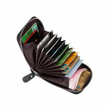 

Men's Wallet Credit Card Holder PU Leather Solid Zipper Short Mini Thin Card ID Holder