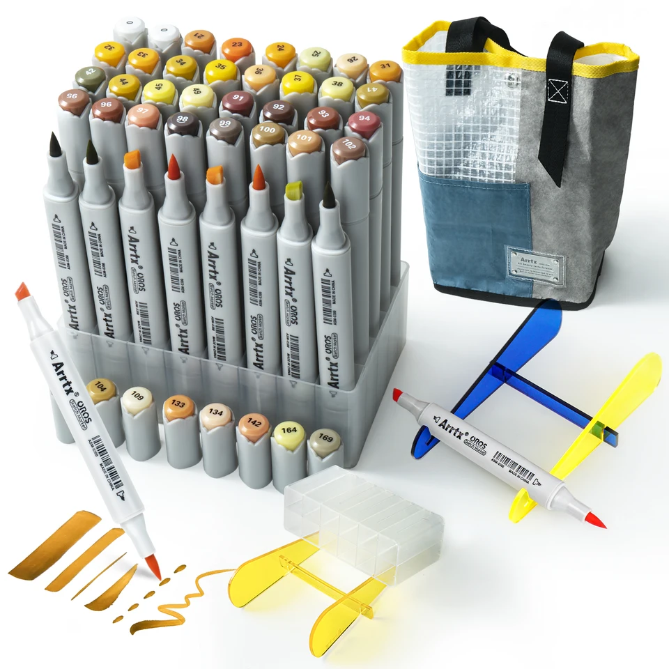 Arrtx ALP 40 Colors Alcohol Marker Yellow Tune Marker Pen Set Perfect for  Light, Flame, Harvest Wheat Fields, Fallen leaves