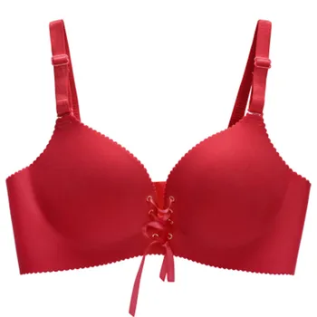 

Elovegirl Breathable Bra Seamless Glossy Bandage Pull B Gathering Adjustable No Steel Ring Ladies Underwear Bra Black