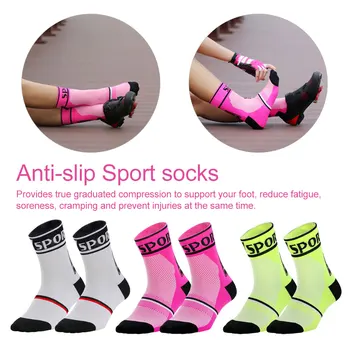 

Men Cycling Socks Soft Stretchable Compression Sock Higher Ankle Anti-slip Sock Sport Socks Breathable Bicycle Sock