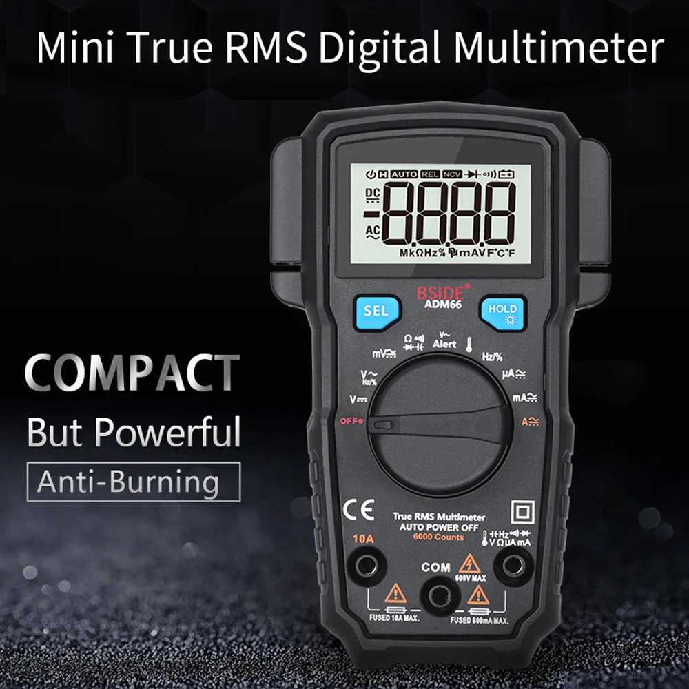 

Portable Digital Multimeter BSIDE ADM66 Auto Range True RMS Multimetro DC AC Voltmeter Ammeter Thermometer Ohm diode Tester