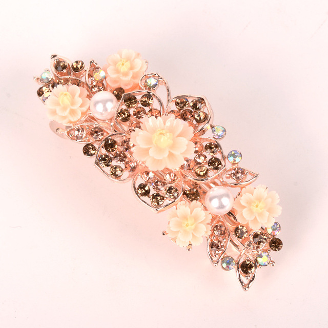 Colorful Flowers Rhinestone Hairpins Retro Women's Hollow Out Crystal  Hair Comb Hairpin Fashion Hair Accessories Headdress