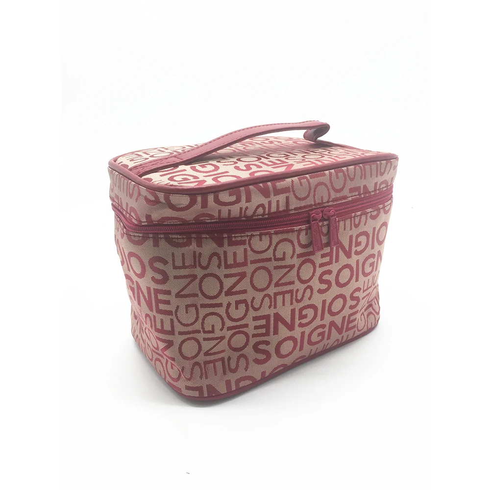

WOMAN BIG MAKEUP BAGS FOLDING PU LEATHER HANDLE TOILETRIES BAG FOR WOMENS LADY GIRLS RED BLACK GRAY TWO-WAY ZIPPERS