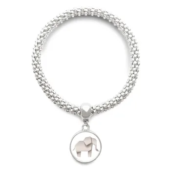 

Origami Geometric Abstract Elephant Pattern Sliver Bracelet Round Pendant Jewelry Chain