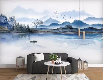 

CJSIR Custom Wallpaper New Chinese Ink Landscape TV Background Wall Home Decoration Living Room Bedroom Murals 3d Wallpaper