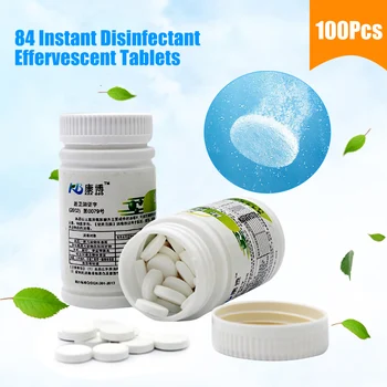 

100Pcs 84 Instant Disinfection Effervescent Tablets Clothes Bleaching Floor Pet Disinfecting Effervescent Spray Cleaner Tablets