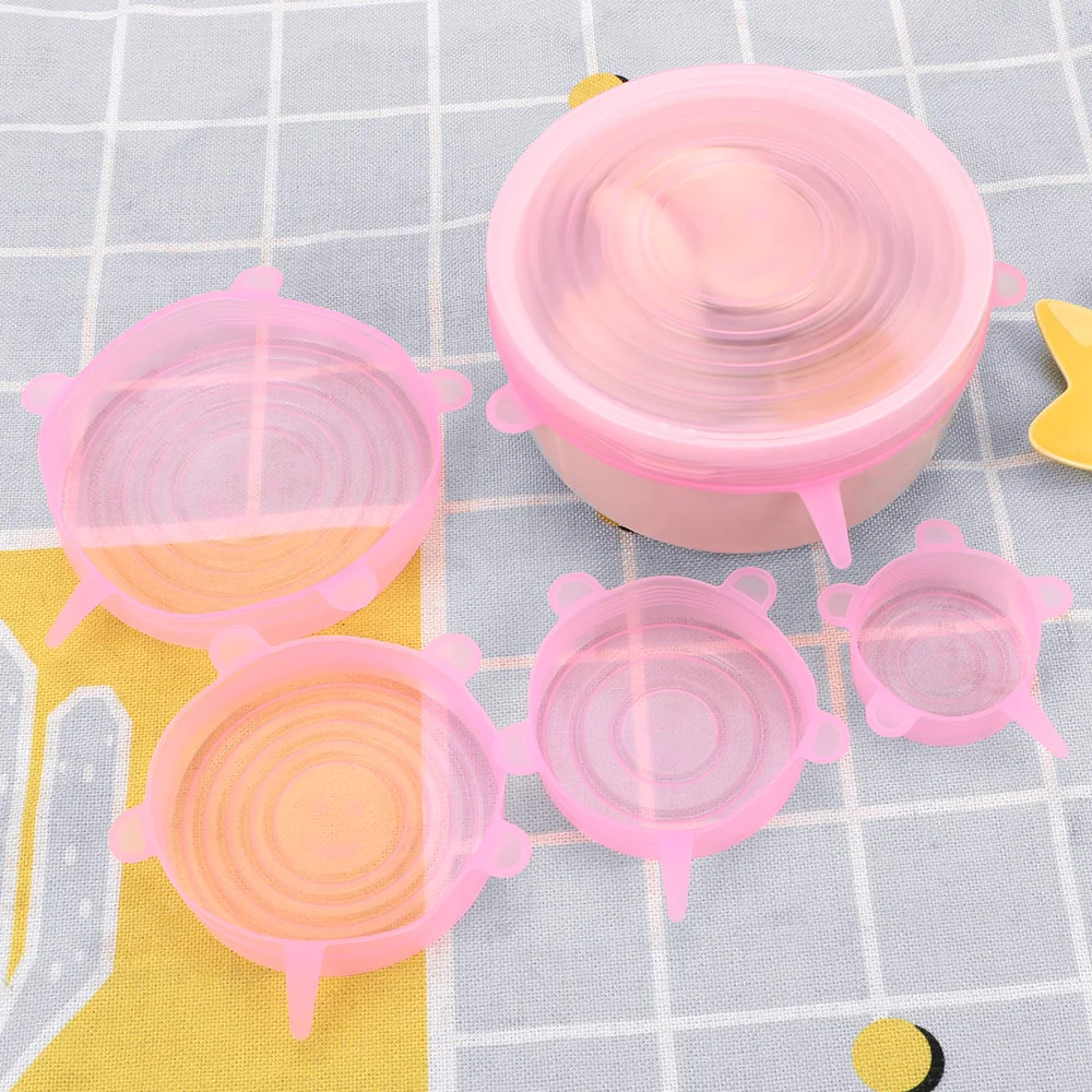

6 Pcs Keeping Fresh Seal Silicone Stretch Lids Food Wrap Reusable Bowl Pot Lid Cover Pan Cooking Kitchen Accessories