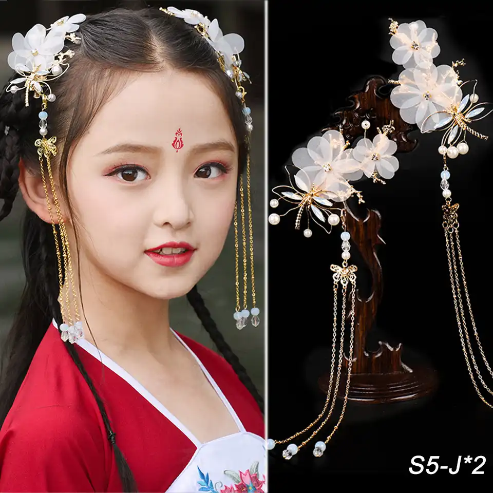 Traditional Chinese Kids Hair Accessories Flower Hairpin Tassels Hair Clip Handmade Headwear Beautiful Girls Tassel Barrette Women S Hair Accessories Aliexpress