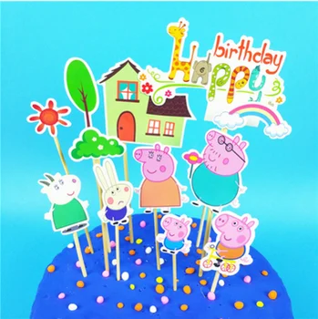 

Peppa Pig Cake Topper Birthday Party Tableware Kid Gift Children's Birthday Party Decorations Kids Paper Straws Party Supplies