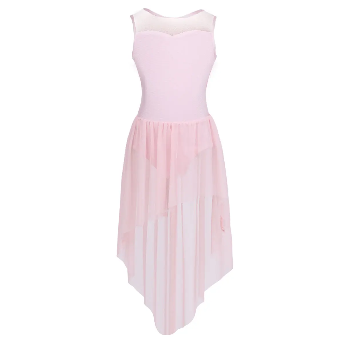 thumbnail image 1 of Disfraces para niñas, tutú de bailarina sin mangas, Ropa de baile con empalme y espalda abierta, dobladillo alto-bajo, vestido de leotardo de gimnasia clásica para danza y Ballet, 1 of 5