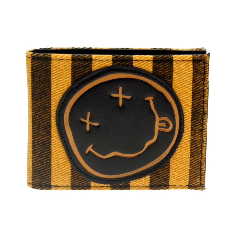 

Yellow striped canvas men wallet women purse