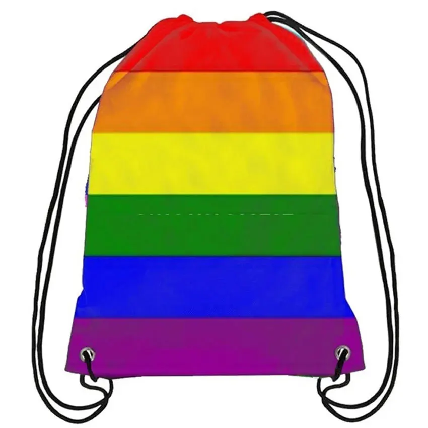 

Wholesale Gay Pride Drawstring High Quality Backpack Bag Logo 30x45cm Sports ,free shipping