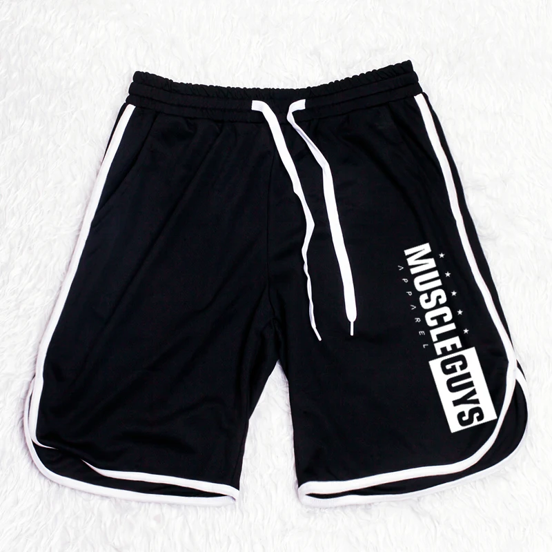 Muscleguys шорты для спортзала мужские с сеткой Короткие брюки повседневные шорты для бега спортивные брюки для фитнеса мужские спортивные шорты - Цвет: white