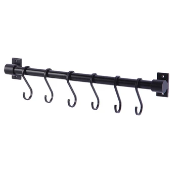

Hot 40cm Pot Pan Rack Wall Mounted Utensils Hanger Kitchen Hanging Rail With 6 Hooks Hanger Kitchen Gadgets Accessories Supplies