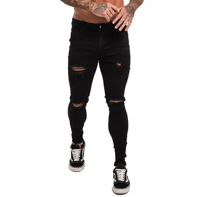 elastic waist black jeans