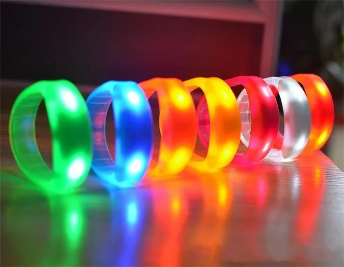 Voice Control Music Activated Led Flashing Bracelet Light Up Bangle Wristband Night Club Activity Party Bar Disco Cheer Props