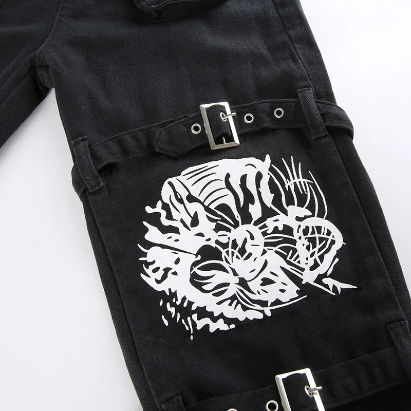 Gothic Emo Alt Cargo Pants Techwear Hip Hop Jeans Lazy Goth Punk Black Denim Trousers Streetwear Academic Low Waist Joggers Y2k