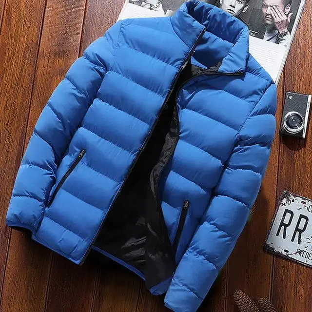 Новинка, мужская зимняя куртка, Мужская Повседневная модная куртка с принтом, высокое качество, яркие полосы, пальто, мужская куртка, большой размер, M-4XL - Цвет: blue