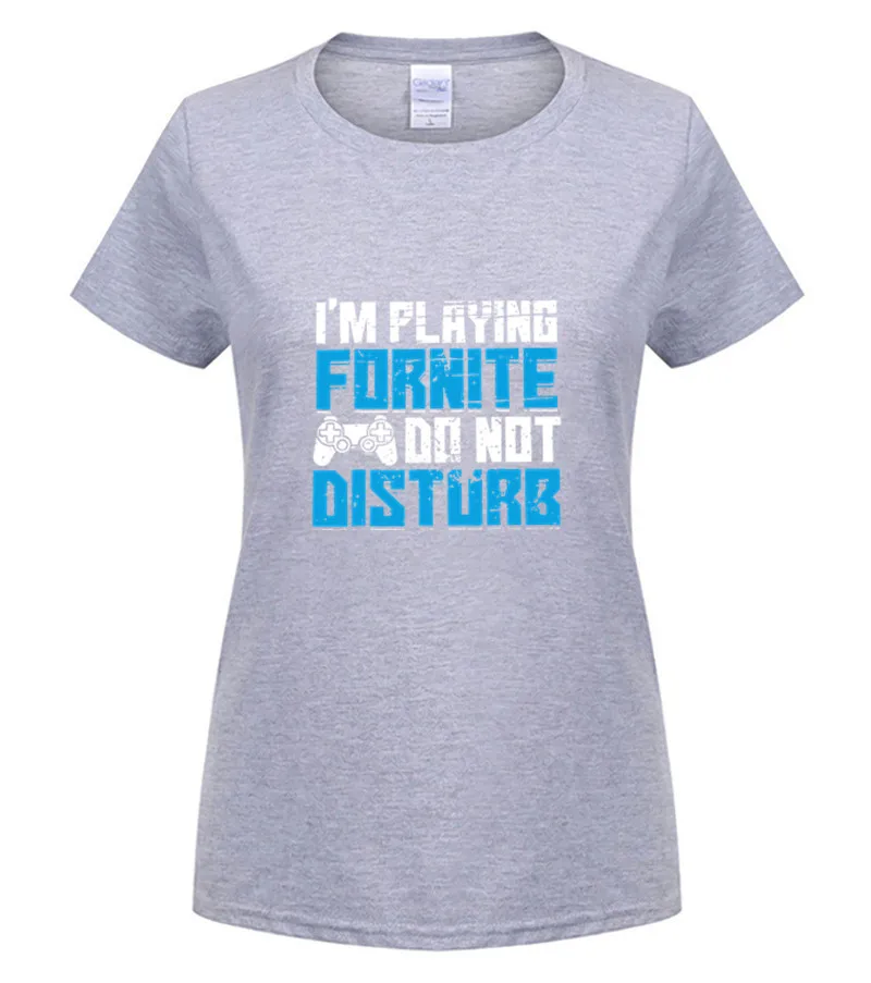 Брендовая мужская рубашка из хлопка с надписью «I'm playing Fornite do not monthy», креативная графическая модная летняя рубашка - Цвет: women Light grey