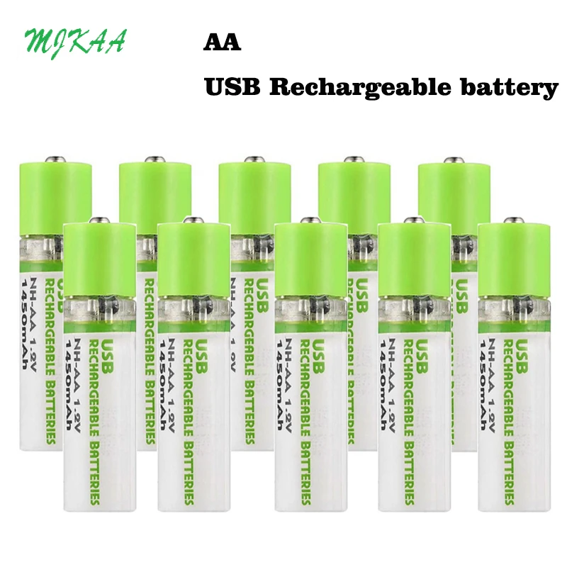 

5/10PCS USB Rechargeable Battery AA 1.5V 1450mAh Quick Charging Li-po Battery Quality AA Batteries Bateria RoHS CE