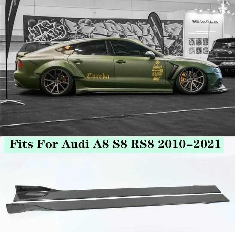 

High quality 2Pcs/1Set Carbon Fiber side skirts are suitable Fits For Audi A8 S8 RS8 2010-2021