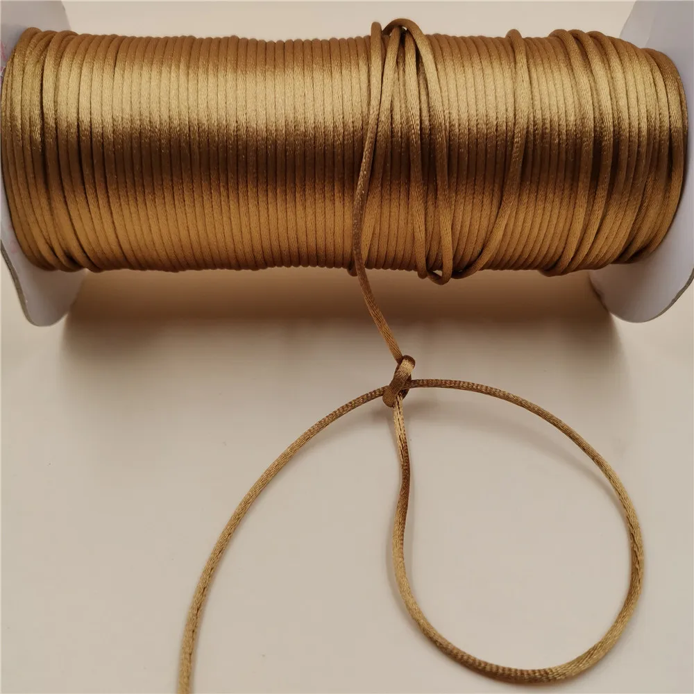 2mm X 20meters Old Gold Color Rattail Satin Cord Chinese Knot Braided String Jewelry Findings Beading Rope R563 | Дом и сад