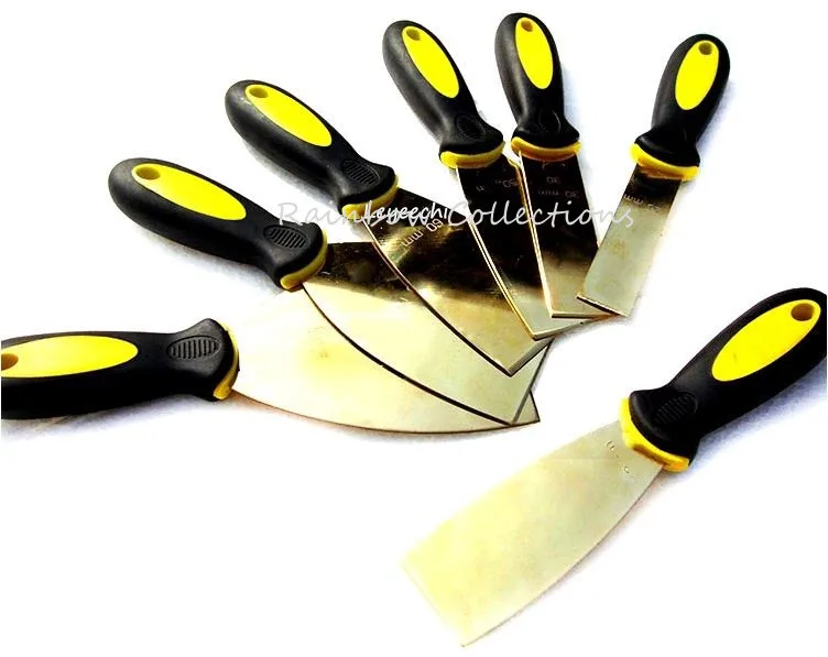 1pcs W25-100mm, L200mm Thick2mm High Quality Brass Putty Knife Plastic Handle Non sparking Scrapers,Safety Hand Tool Painting 2
